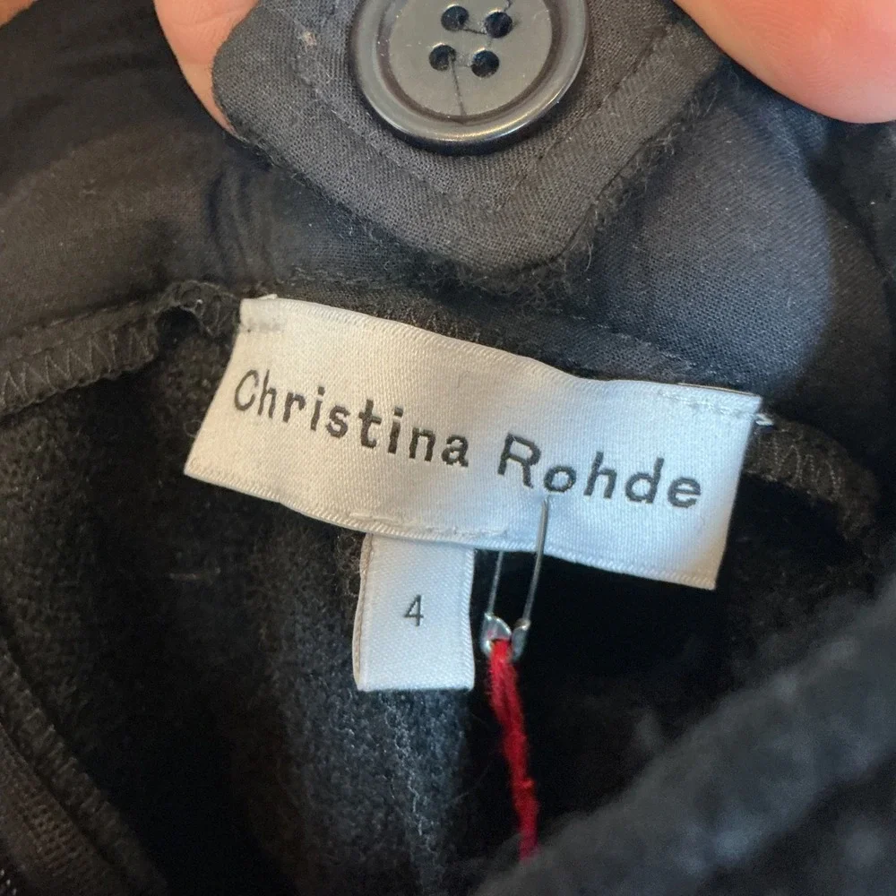 Christina Rohde Black Wool Pinafore Suspender Skirt 4 Patch Pockets NWT Designer